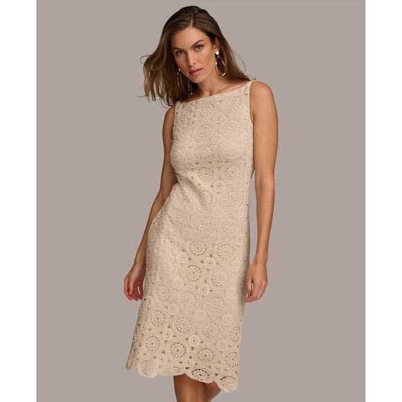 Donna Karan New York Boat Neck Lace Sleeveless Shift Dress Women's Size 16 - Picture 3 of 16